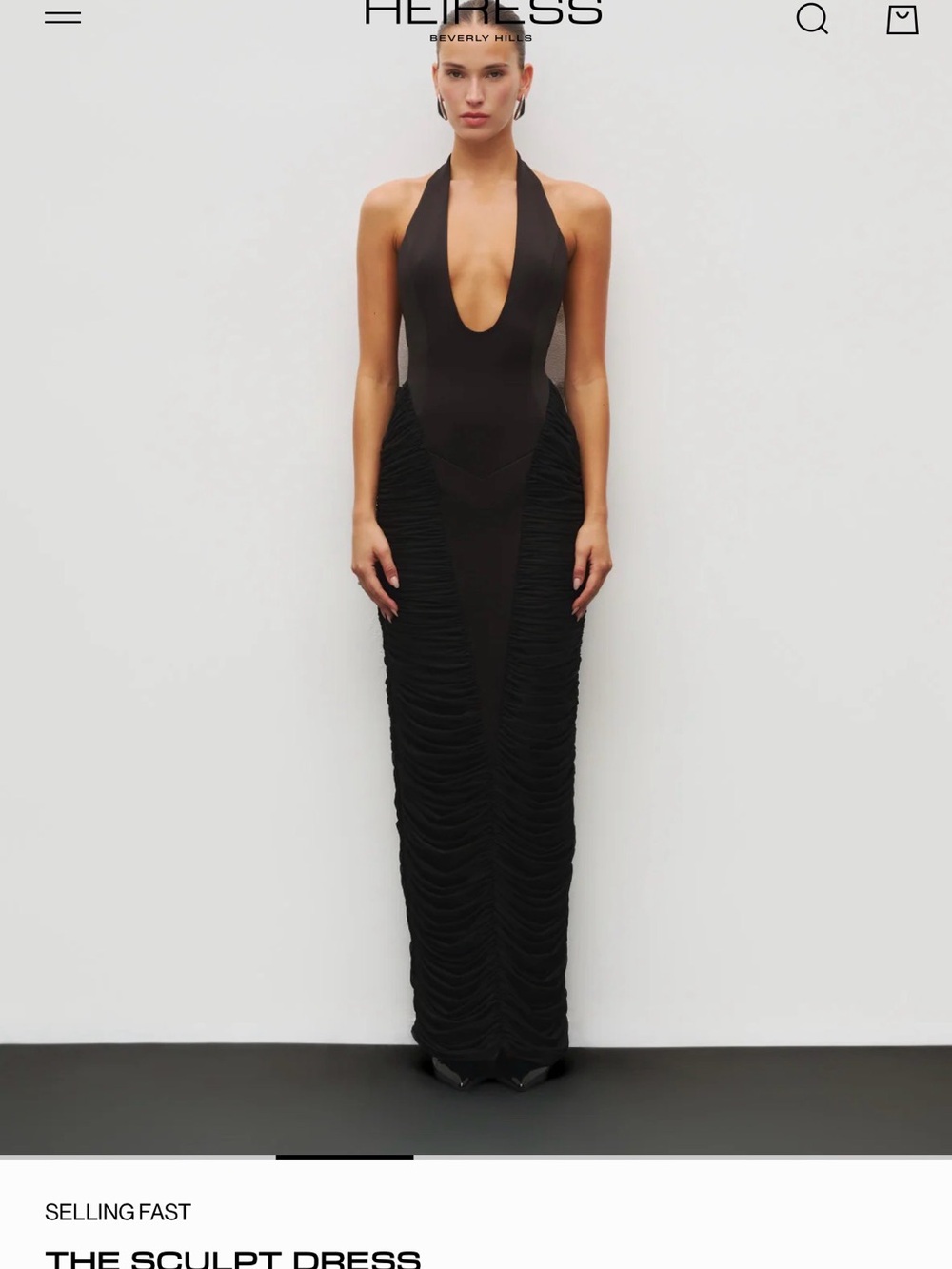 The Sculpt Halter Backless Maxi Dress in Black